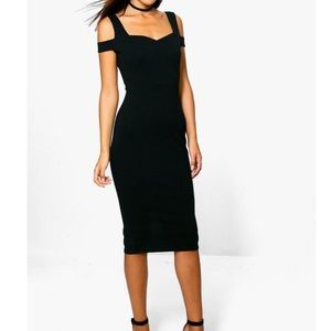 Boohoo Camilla Bardot Strap Cut Out Midi Dress